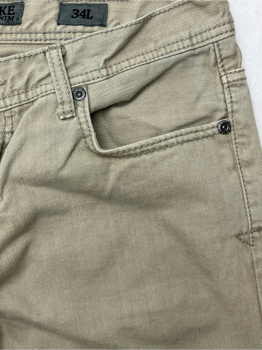 BKE Denim Carter Tan Khaki Mens Regular Fit Straight Leg Jeans Pants Size 34L